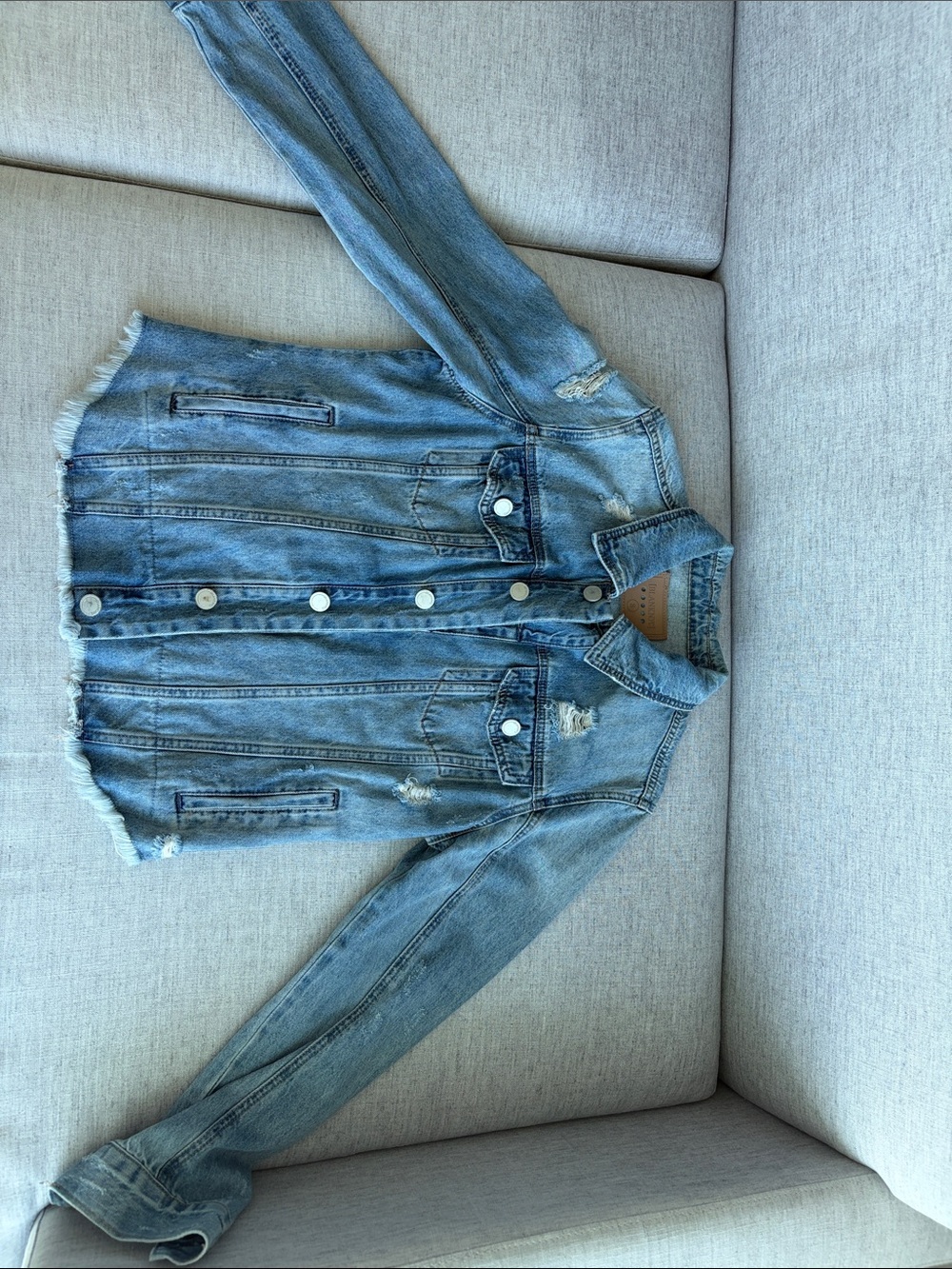 Blue Distressed Denim Jacket